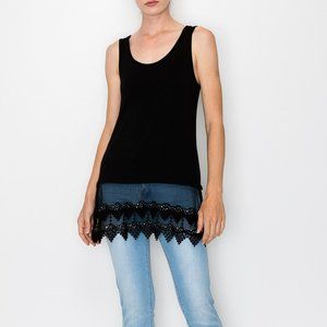 NEW ORIGAMI sparkle bling tank top tunic cami MAGNOLIA WESTERN BOHO SM-XXL BLACK